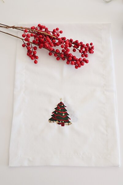 Preza Yeni Yıl, Christmas, Yılbaşı Ağaç Nakış Işlemeli Runner