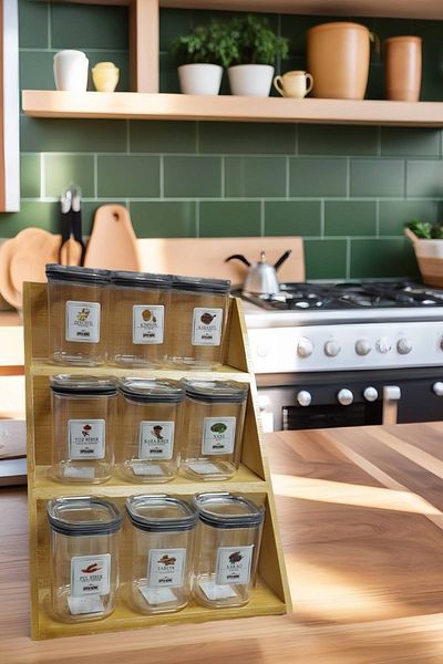 Open Home Concept 9-Piece Bamboo Spice Rack Set - Gift Spice Label