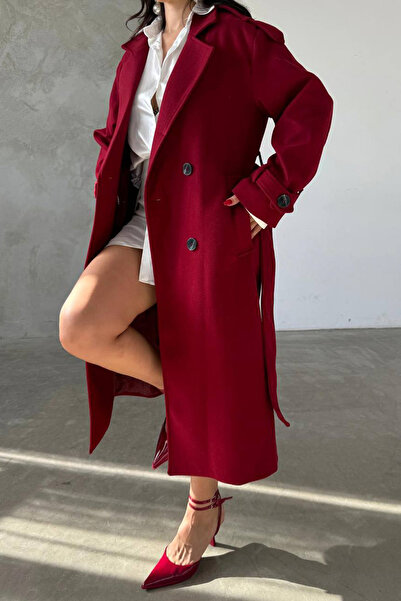 XXL BUTİK XXL Boutique дамско кашмирено палто от внесен плат в цвят бордо NBM...