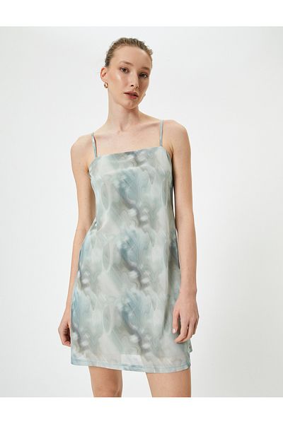 Koton Trägerloses Minikleid mit quadratischem Ausschnitt und Standard-Passform