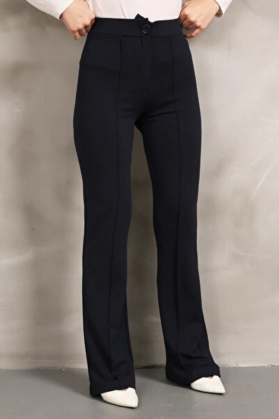 MODA Surdacollection Ψηλόμεση και Κουμπιά Loose Plus Size Dumbbell Παντελόνι-...