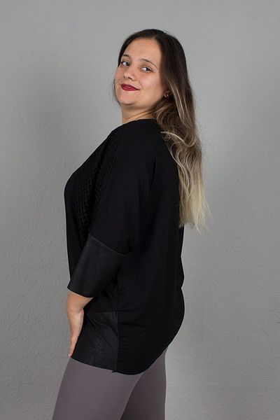 Truva XXL Large Size Collar Bat Model Tulle Detailed Blouse