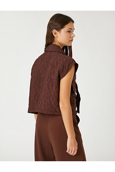 Koton Crop Vestă matlasată guler cămașă Buzunar Detaliat