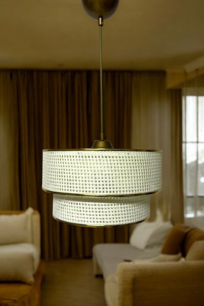 Göksu Lighting Rattan Model Tiered Pendant Lamp Chandelier Living Room Living Room Hallway Entrance Dining Room
