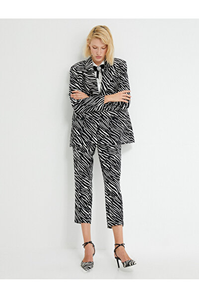 Koton Zebra Desenli Kruvaze Blazer Ceket