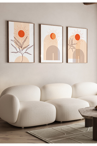 AR AJANS KANVAS TABLO Sun's Ahengi Abstract Frame Look Set de 3 PICTURI MDF