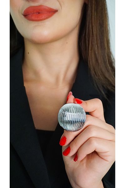 TRENDTAKI Round White Plated 0056 Exam Stripes Earrings