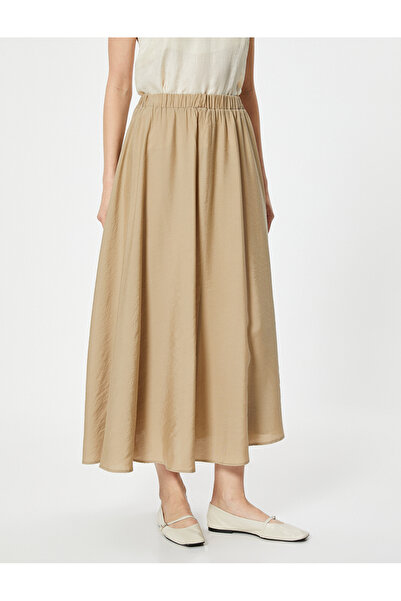 Koton Langer Rock mit elastischer Taille aus Modal-Mischgewebe
