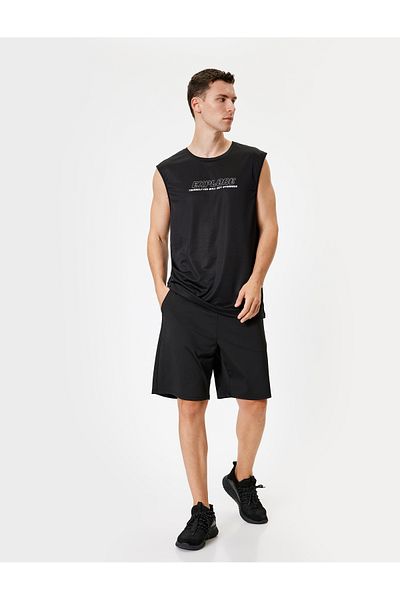 Koton Crew Neck Sleeveless Sports Undershirt - Slogan Printed