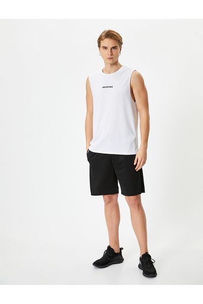 Koton Sport-Tanktop, ärmellos, Rückseite mit aufgedrucktem Slogan, Rundhalsausschnitt