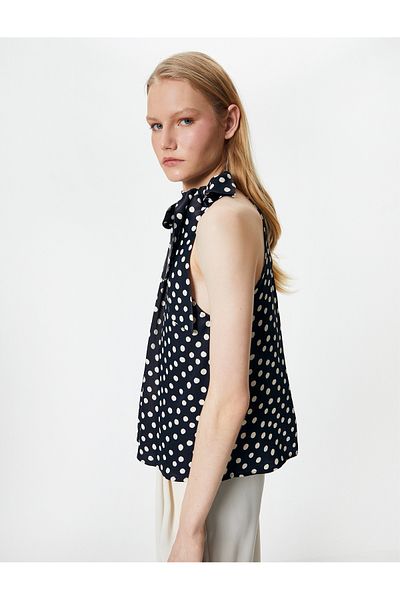 Koton Polka Dot Bluse Neckholder Schal Viskose