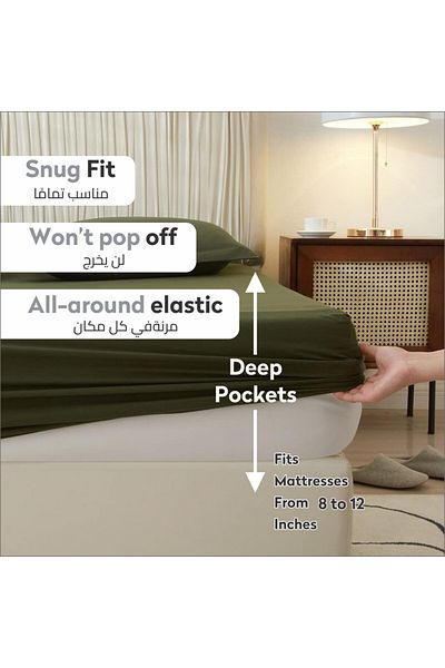 Donetella Fitted Sheet - Fits 90x190 Cm Single Size 2 Pcs - 30 Cm Deep Pocket
