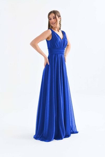 XXL BUTİK Women's Lined Glitter Detailed Tulle Evening Dress Xxl9223