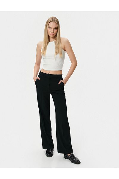 Koton Tube Leg Trousers Normal Waist Pocket Detailed