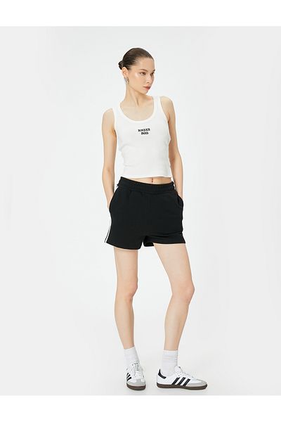 Koton High Waist Pocket Mini Shorts - Side Stripe Detail