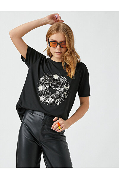 Koton Μπλουζάκι με κοντό μανίκι με λαιμόκοψη