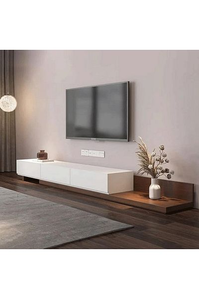 Oak House Contemporary Brown and white TV Unit