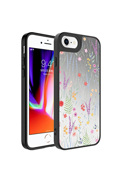 zore iPhone 8 Plus Case Mirrored Pattern Glossy Mirror Cover with Camera Prot...