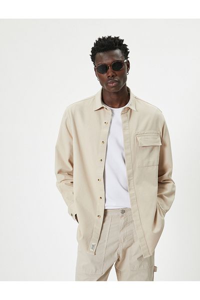 Koton Classic Shirt Button Long Sleeve Pocket Cotton Regular Fit