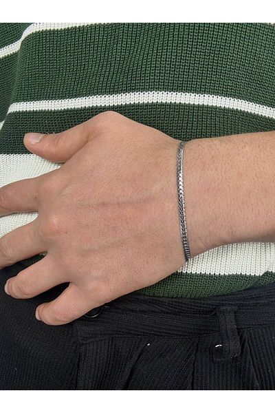 Arvens Men's Thin Sequin Stainless Steel Bracelet Women Colorfast Unisex Colorfast Tarnish Sturdy Steel