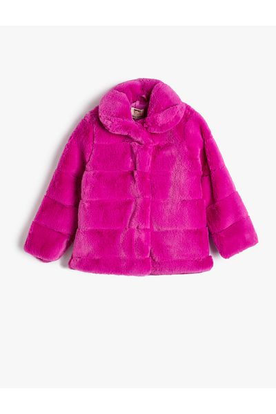 Koton Plush Coat Cotton Lined with Snap Closure