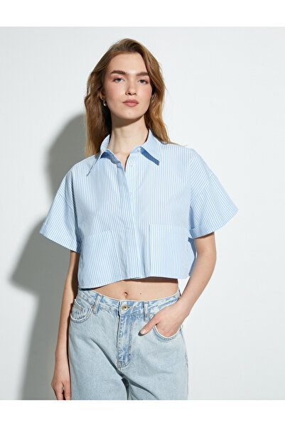 Koton Cămașă Crop, mânecă scurtă, buzunar cargo cu nasturi