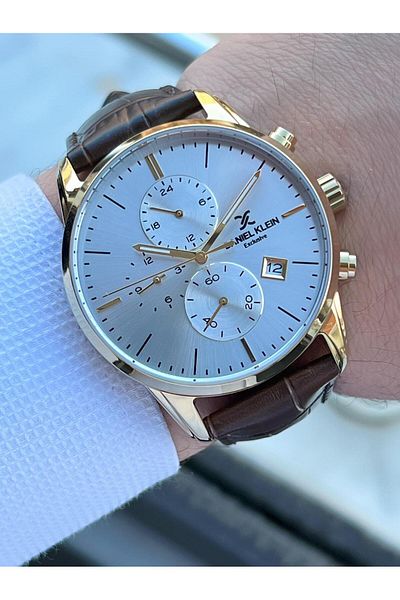 Daniel Klein Men's Wrist Watch Edk.13834-4 - 3 Atm Leather Band, Active Inner Gauges for Engagement and Groom