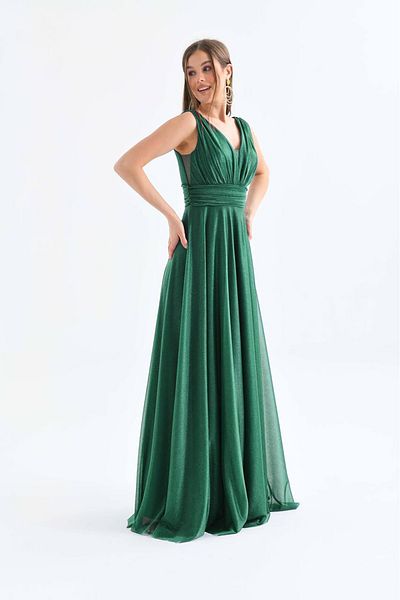 XXL BUTİK Rochie de seară din tul cu sclipici căptușită pentru femei XXL9223