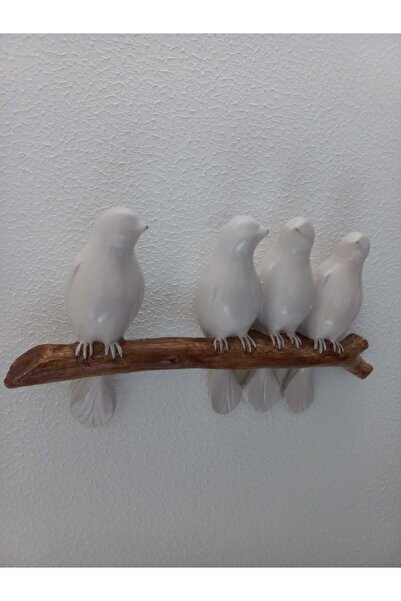 ZE DEKORASYON Dalda 4 kuş bej2 duvar dekoru 27x15cm