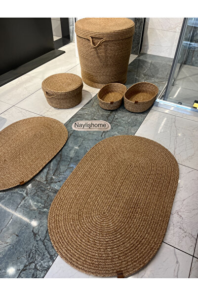 naylişhome Set de baie cu coș pentru articole de toaletă murdare de 45x40cm ș...