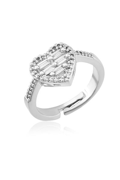 Ressia New Season Baguette Stone Heart Model Steel Ring