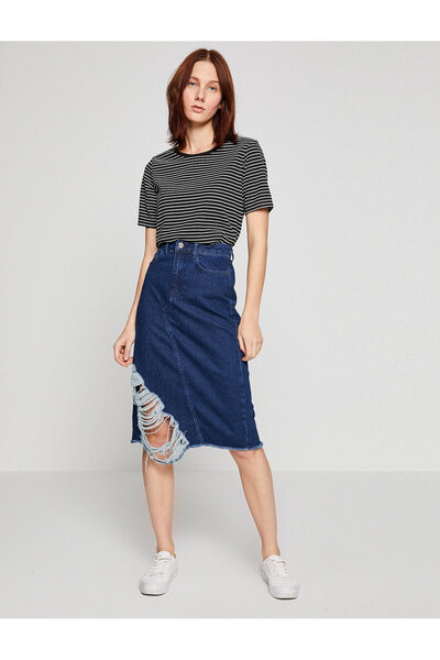 Koton Γυναικεία γαλάζια φούστα 8YAL71021OD