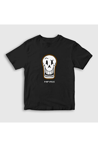 Presmono Crna unisex dečja T-shirt - Papirus za lice Undertale 31967tt