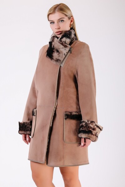 Leather Club Bej Toskana Kürk Kaban