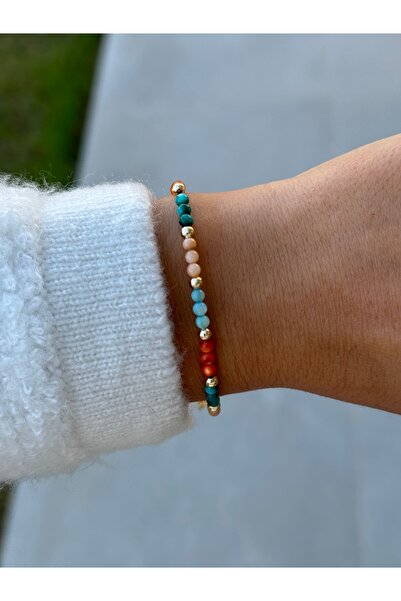 HERCY Πολύχρωμο μίνιμαλ βραχιόλι από φυσική πέτρα Mother of Pearl |   Βραχιόλι από φυσική πέτρα |   Κομψό βραχιόλι |   Πολύχρωμο βραχιόλι