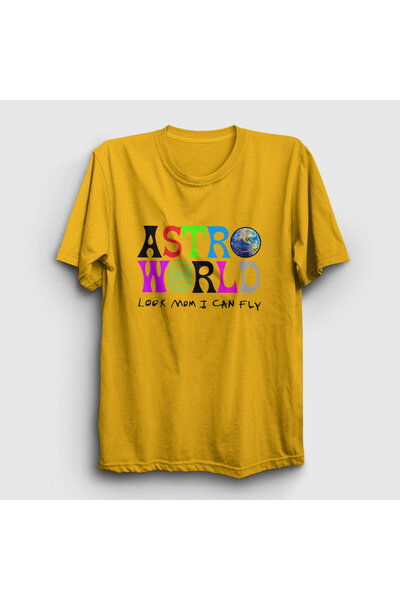 Presmono Unisex žuti Astroworld V3 Travis Scott T-shirt 44271tt