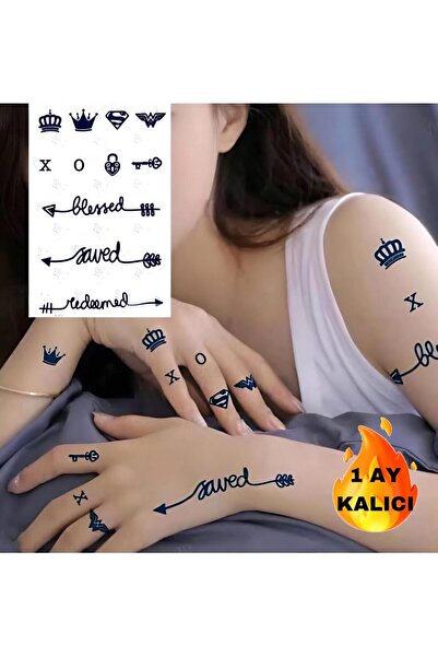 Mecit Tuhafiye 1 AY KALICI KARIŞIK ŞEKİLLER EL BİLEK VUCUT GEÇİCİ DÖVME