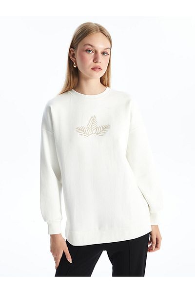 LC Waikiki Дамска туника с бродирано деколте в цвят екрю Modest LCW