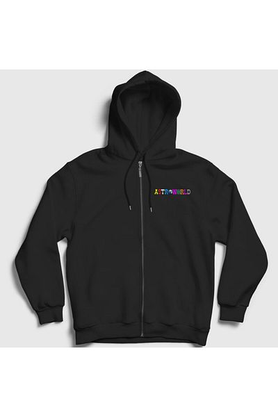 Presmono Унисекс черен суитшърт с качулка и цип Astroworld Travis Scott 45238tt