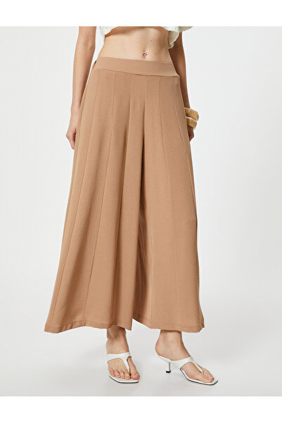 Koton Pantolon Etek Geniş Paça Rahat Kalıp Aerobin Kumaş Standart Bel