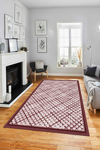 Viyana Home Digital Anti-Slip Framed Wicker Pattern Jute Model Washable Runner Kitchen Living Room Carpet