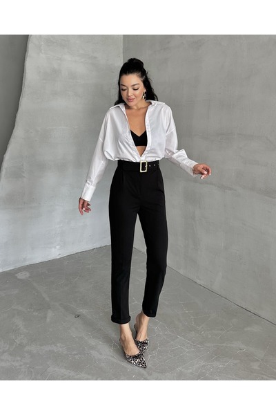 ŞULE BUTİK CUREA CU CATARAMĂ GALBENĂ CU TALIE ÎNALTĂ PANTALONI MODEL DE creio...