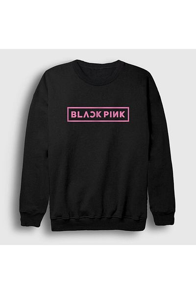 Presmono Unisex Μαύρο λογότυπο Blackpink Φούτερ 19764tt