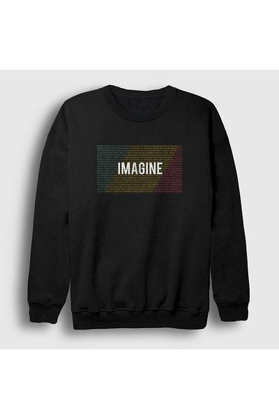 Presmono Unisex Μαύρο Imagine Beatles John Lennon Φούτερ 34878tt