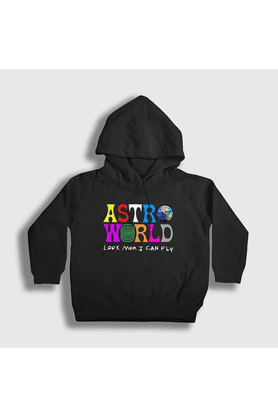 Presmono Унисекс детски черен суитшърт с качулка Astroworld V3 Travis Scott 44408tt