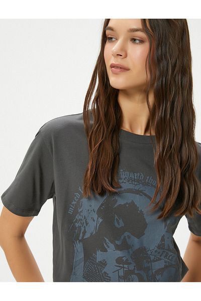 Koton Printed T-Shirt Short Sleeve Crew Neck Cotton