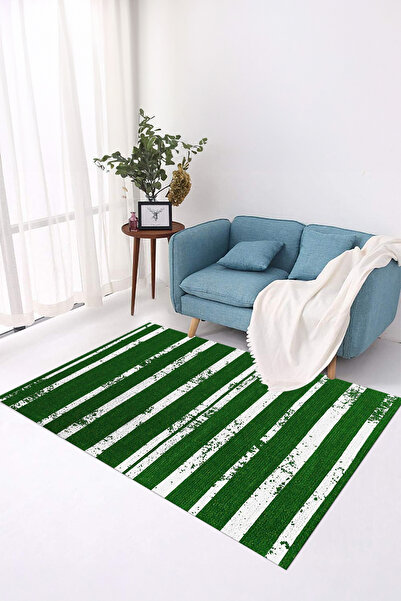 Viyana Home Digital Non-Slip Base Plain Striped Jute Model Washable Floor Mat Kitchen Living Room Carpet