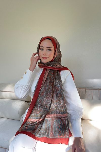 ARMANDA Ethnic Voile Vintage Pattern Shawl - Tile
