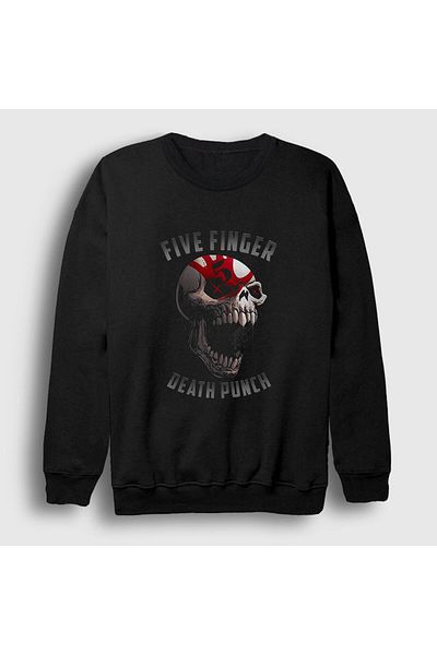 Presmono Φούτερ Unisex Μαύρο Skull Five Finger Death Punch 63123tt