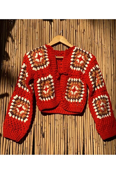 Sistaful El Örgüsü Pamuklu Motif Kadın Hırka